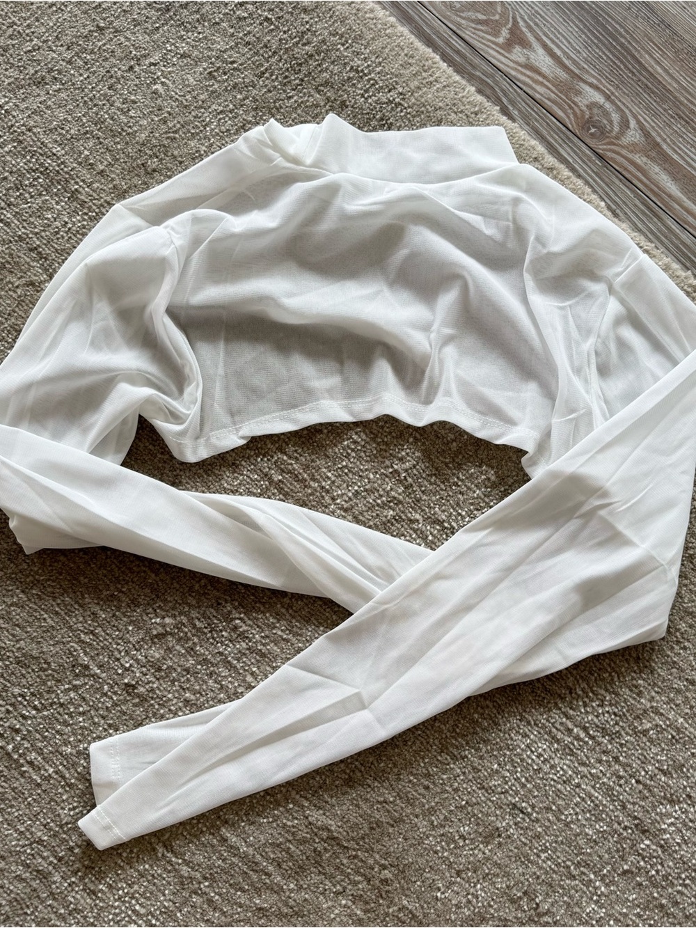 White mesh bolero crop top